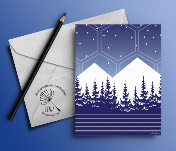 Greeting Card - Mountains & Trees - Blue