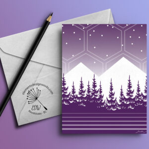 Greeting Card - Mountains & Trees - Purple