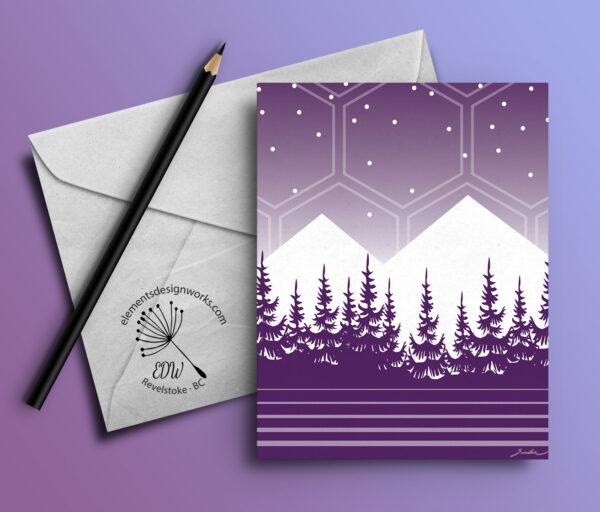 Greeting Card - Mountains & Trees - Purple