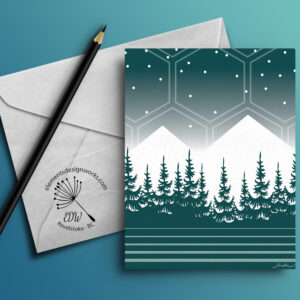 Greeting Card - Mountains & Trees - Teal