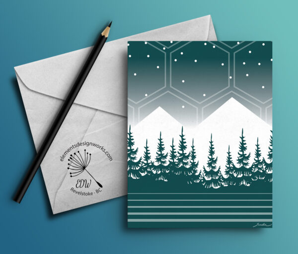 Greeting Card - Mountains & Trees - Teal
