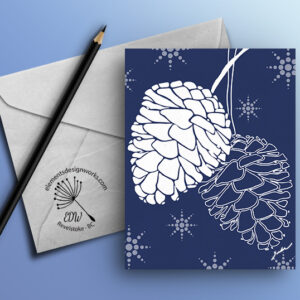 Greeting Card - Pinecones - Blue
