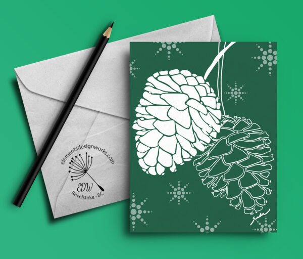 Greeting Card - Pinecones - Green
