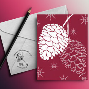 Greeting Card - Pinecones - Red