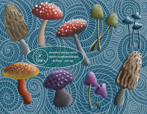 Trippy Funshroom Illustration Set
