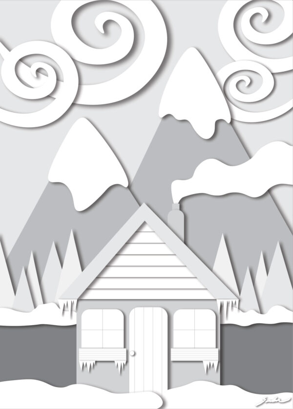 Cabin Collage - Grayscale