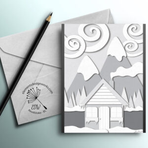 Greeting Card - Cabin Collage - Grayscale