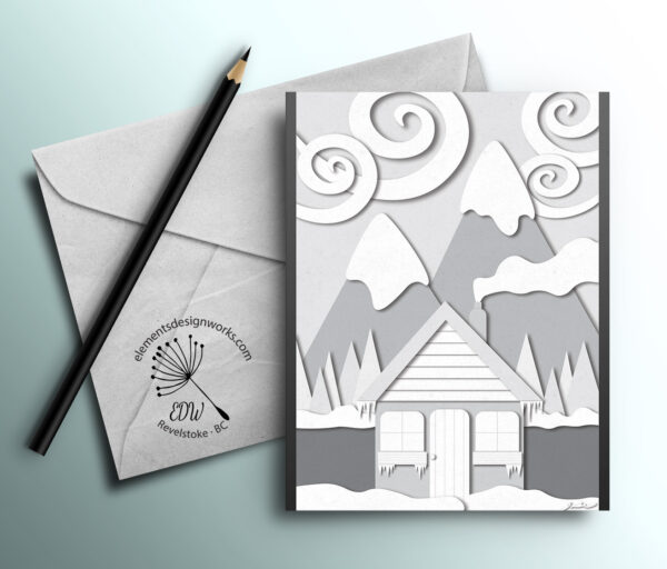 Greeting Card - Cabin Collage - Grayscale