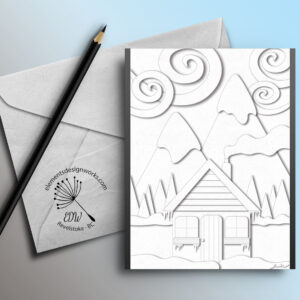 Greeting Card - Cabin Collage - Monochrome