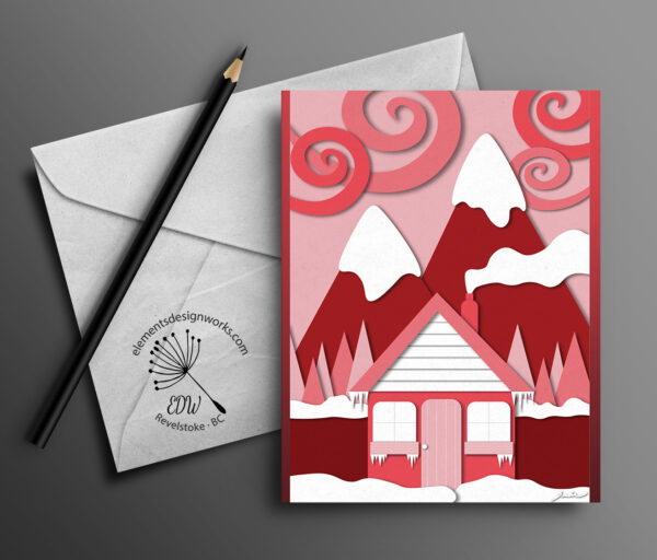 Greeting Card - Cabin Collage - Red