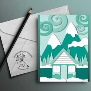 Greeting Card - Cabin Collage - Teal