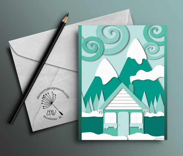 Greeting Card - Cabin Collage - Teal
