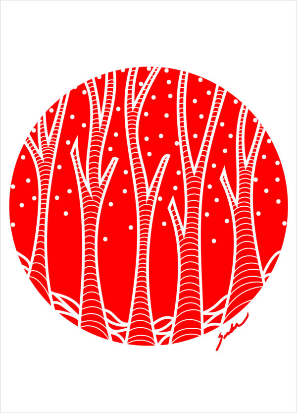 Circle Series: Trees & Snow - Red