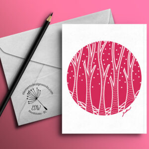 Greeting Card - Circle Series: Trees & Snow - Hot Pink