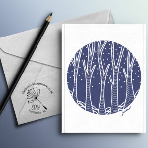 Greeting Card - Circle Series: Trees & Snow - Purple